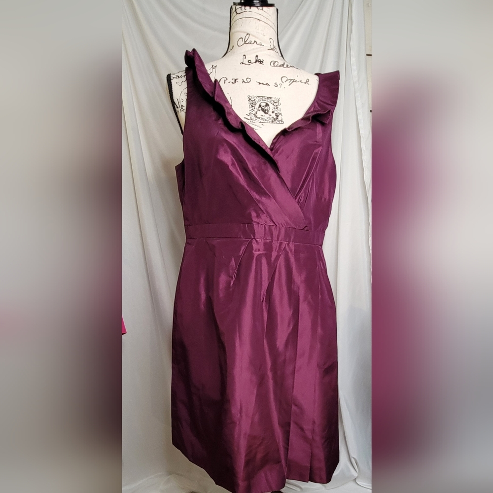 J Crew silk burgandy dress size 14